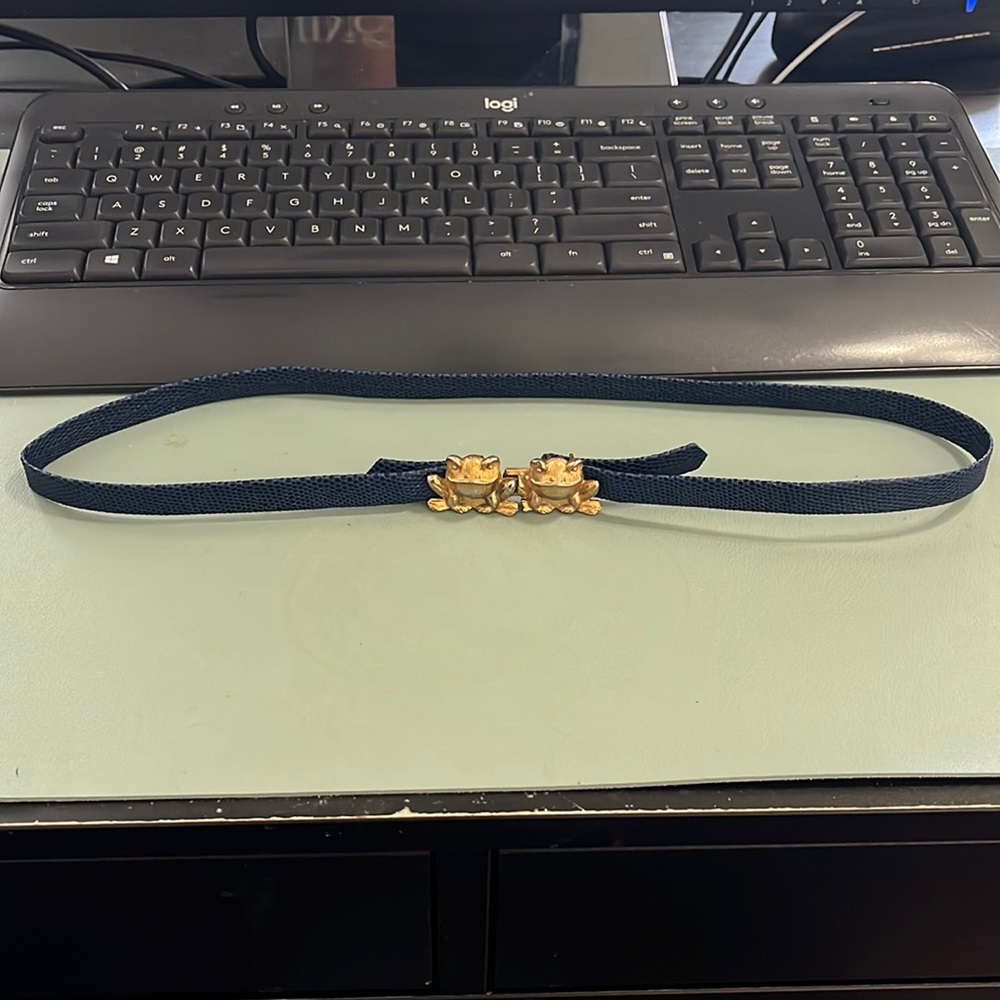 Vintage Gold Plated Frog Leather Belt